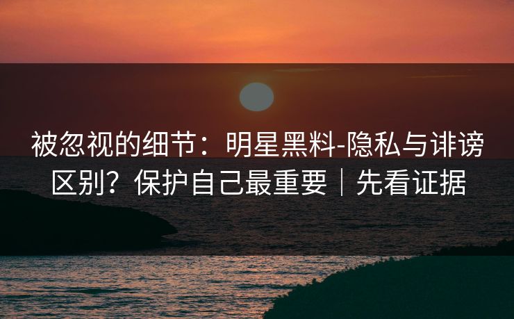 被忽视的细节：明星黑料-隐私与诽谤区别？保护自己最重要｜先看证据