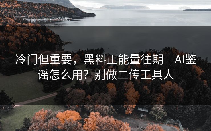 冷门但重要，黑料正能量往期｜AI鉴谣怎么用？别做二传工具人