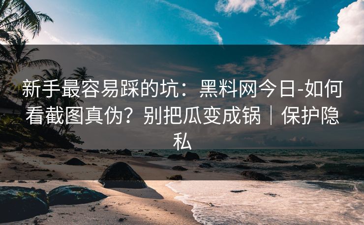 新手最容易踩的坑：黑料网今日-如何看截图真伪？别把瓜变成锅｜保护隐私