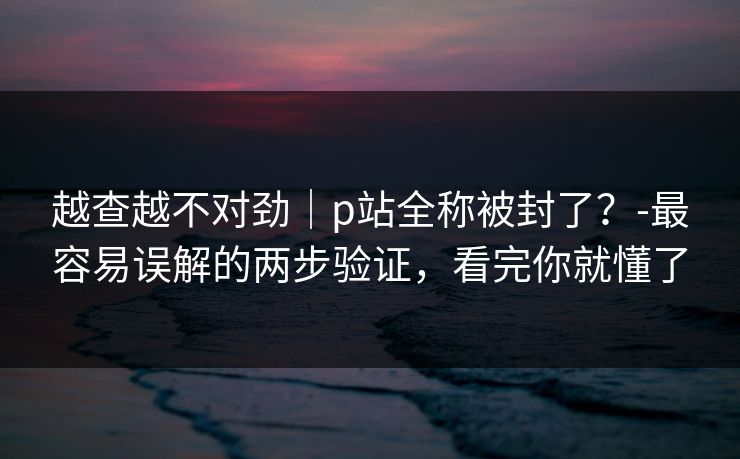 越查越不对劲｜p站全称被封了？-最容易误解的两步验证，看完你就懂了