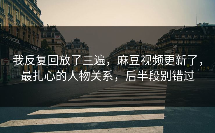 我反复回放了三遍，麻豆视频更新了，最扎心的人物关系，后半段别错过