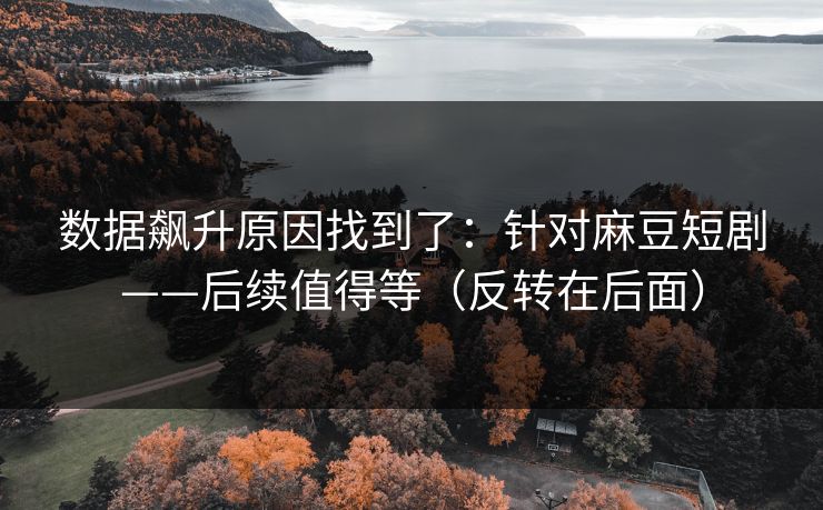 数据飙升原因找到了：针对麻豆短剧——后续值得等（反转在后面）