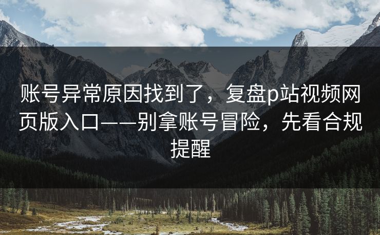 账号异常原因找到了，复盘p站视频网页版入口——别拿账号冒险，先看合规提醒