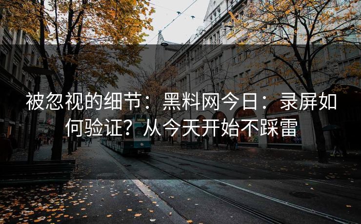 被忽视的细节：黑料网今日：录屏如何验证？从今天开始不踩雷