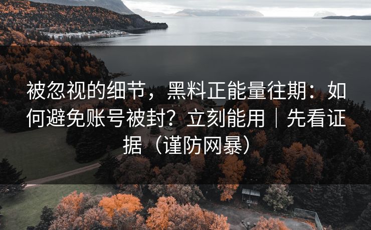 被忽视的细节,黑料正能量往期:如何避免账号被封?立刻能用|先看证据(谨防网暴) 被忽视的细节,黑料正能量往期:如何避免账号被封?立刻能用|先看证据(谨防网暴)