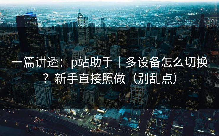 一篇讲透：p站助手｜多设备怎么切换？新手直接照做（别乱点）