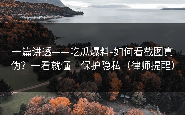 一篇讲透——吃瓜爆料-如何看截图真伪？一看就懂｜保护隐私（律师提醒）